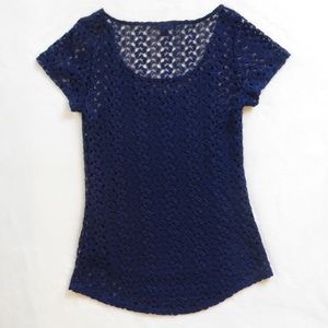 Banana Republic Navy Blue Crochet Lace Top Size XS